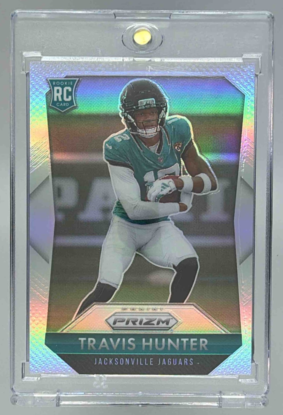 Card image for 2025 Panini Prizm Travis Hunter Rookie Flashback Silver #2 RC Jaguars