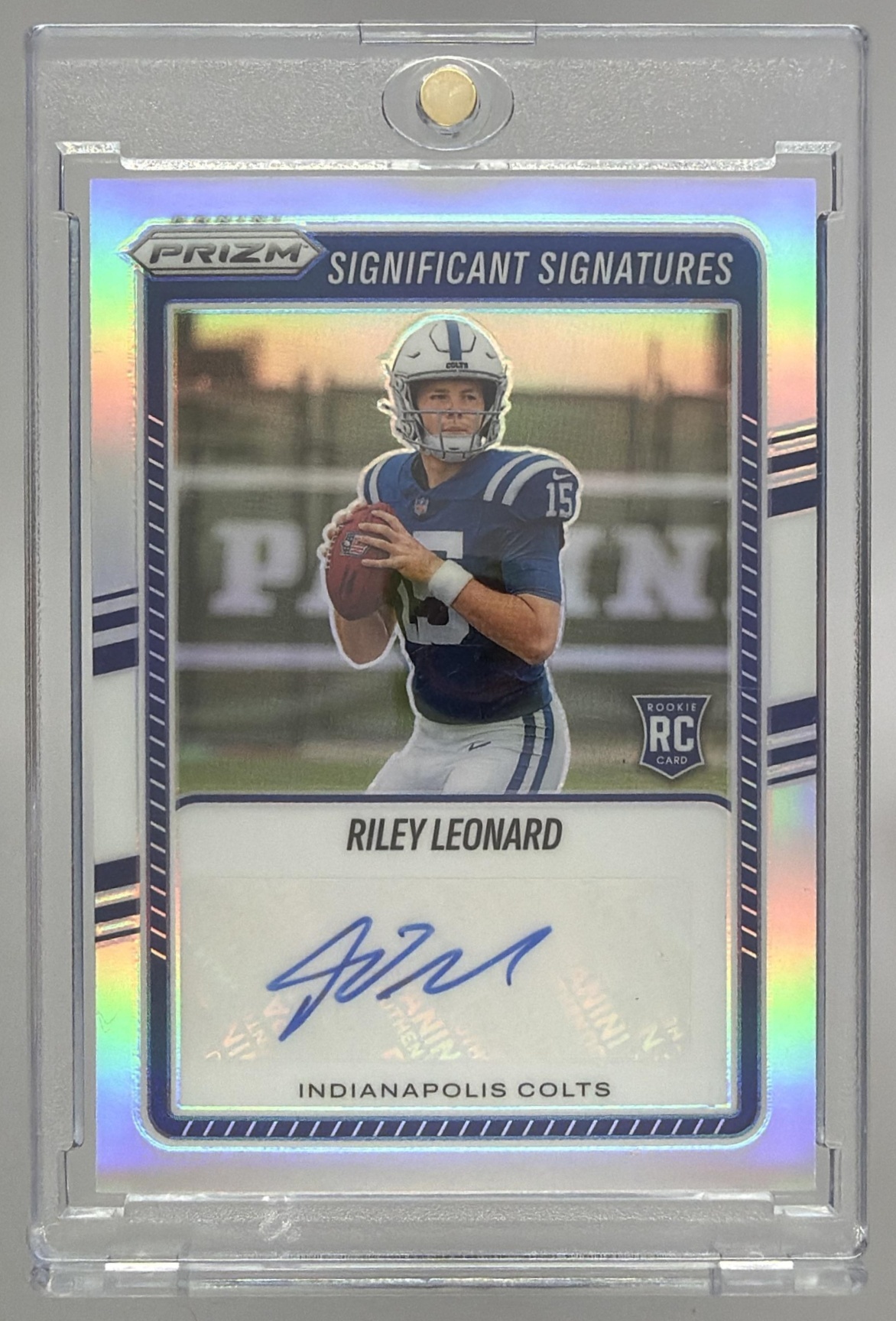Card image for 2025 Panini Prizm Riley Leonard Significant Signatures #SSI-RLD RC Auto Colts