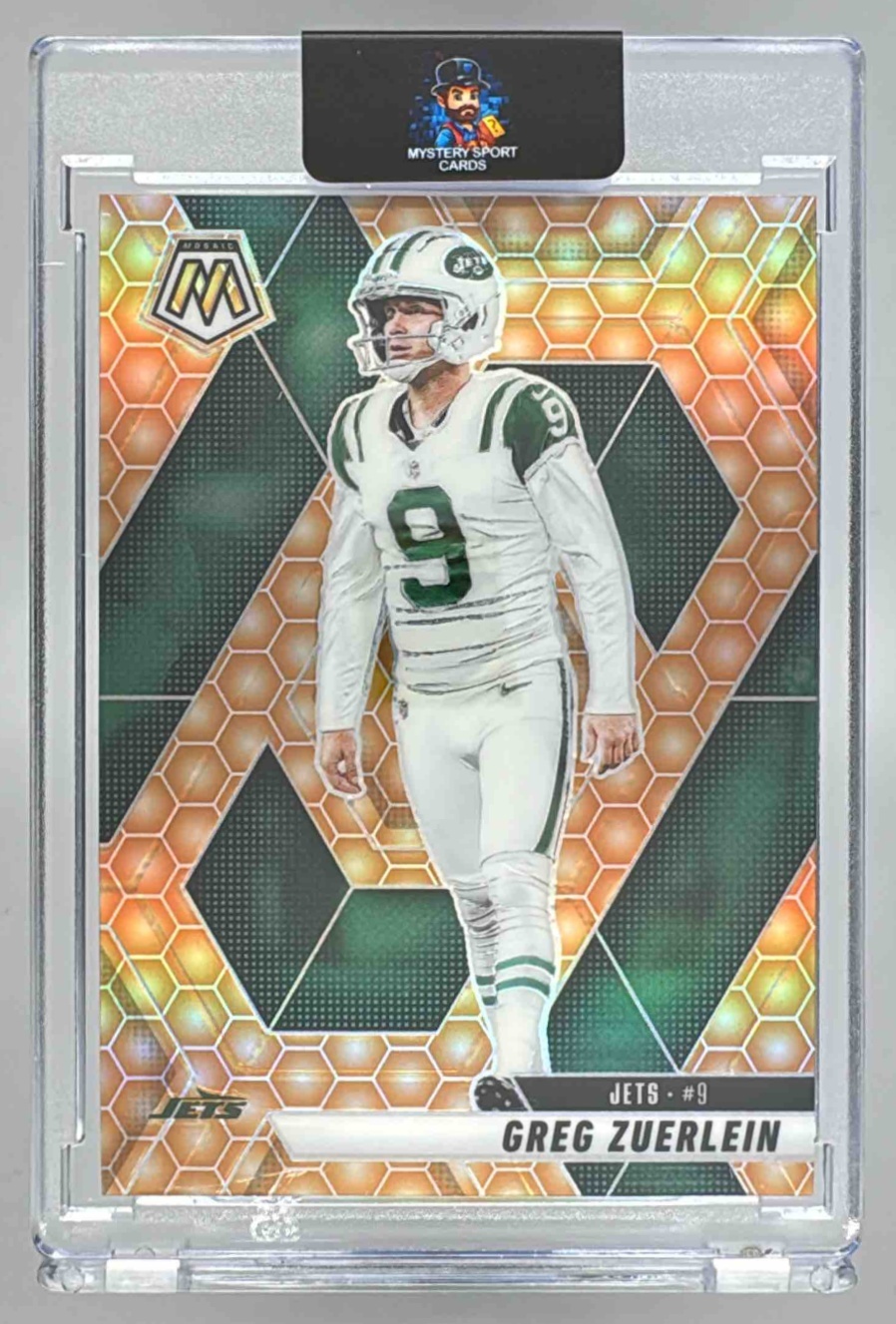 Card image for 2025 Panini Mosaic Greg Zuerlein Green Spectris Prizm FOTL /13 #191 Jets