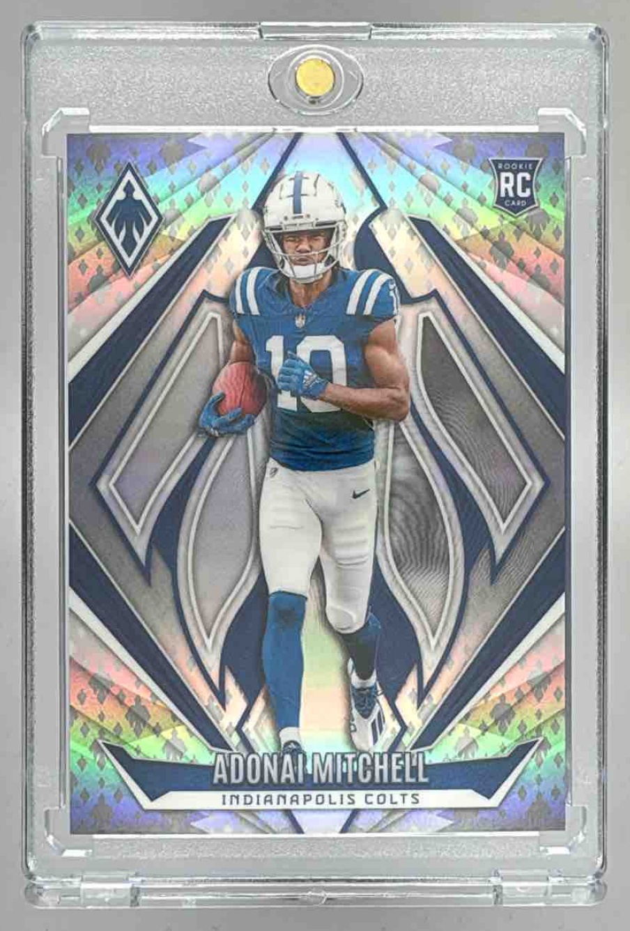 Card image for 2024 Panini Phoenix Adonai Mitchell Team Helmet /399 #153 RC Colts