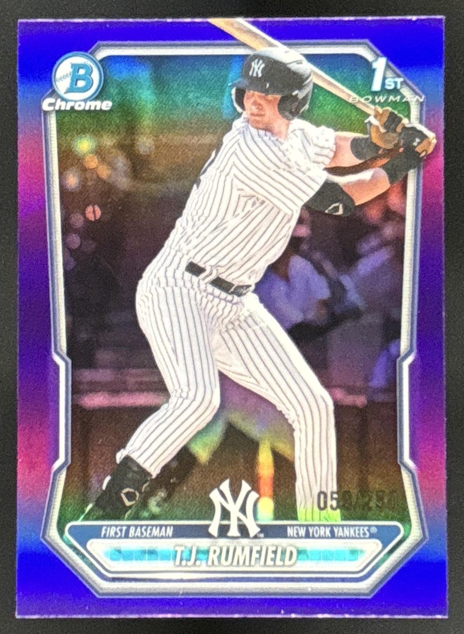 Card image for 2026 Bowman T.J. Rumfield Chrome Purple Refractor /250 1st Prospect