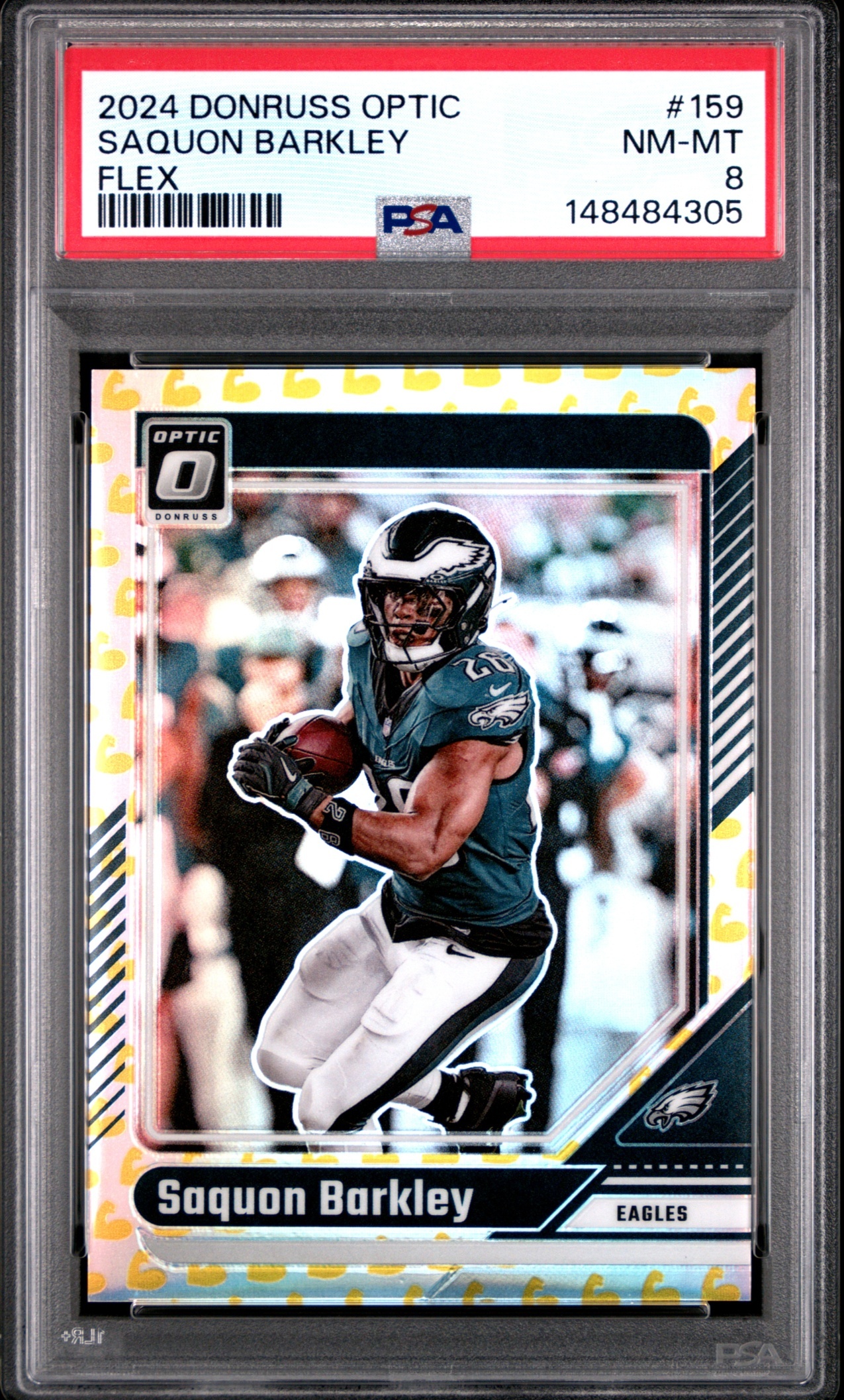 Card image for 2024 Panini Donruss Optic Saquon Barkley Flex /149 #159 Eagles
