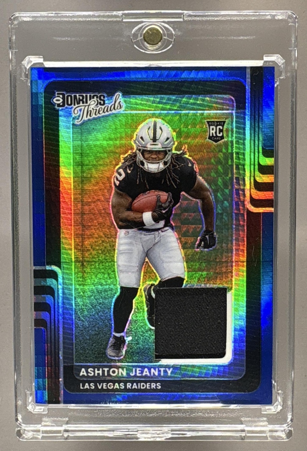 2025 PANINI DONRUSS OPTIC ASHTON JEANTY #DTBH-AJY THREADS BLUE HYPER PATCH RC