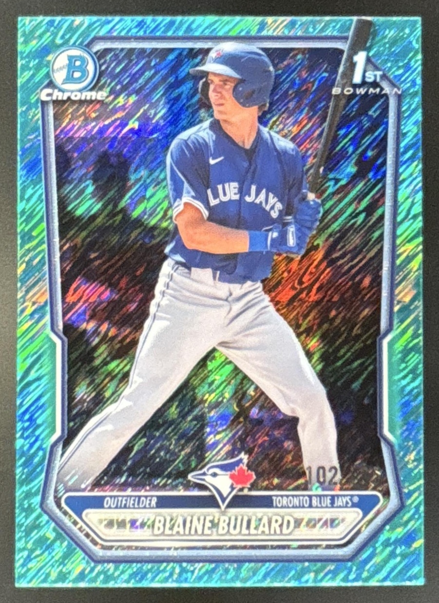 Card image for 2026 Bowman Blaine Bullard Chrome Aqua Shimmer Refractor /125 1st Prospect