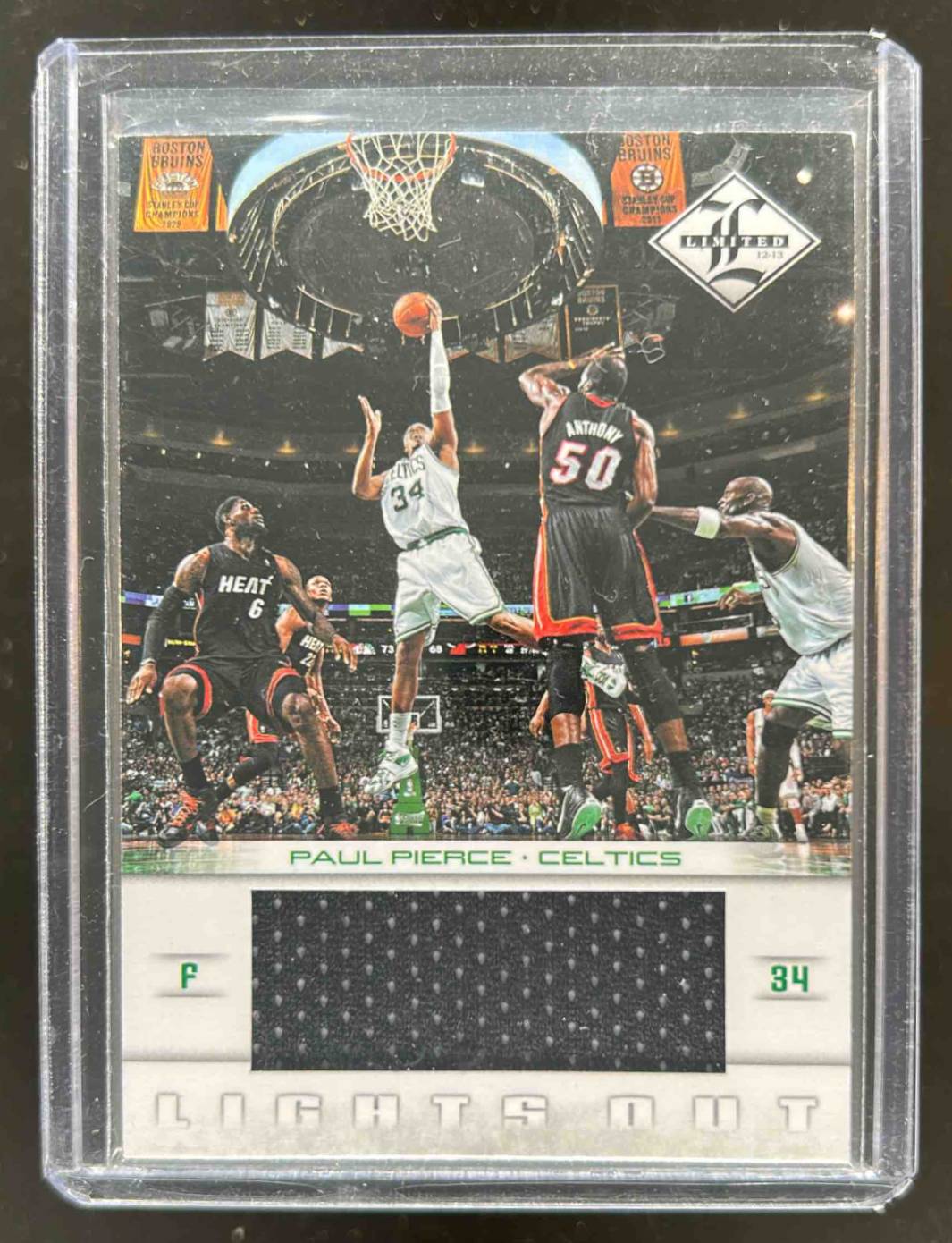 Card image for 2012-13 PANINI LIMITED PAUL PIERCE LIGHTS OUT MATERIALS /199 #5 BOSTON CELTICS