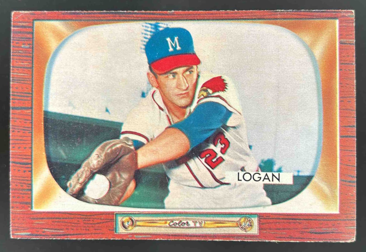 Card image for 1955 BOWMAN BASEBALL JOHNNY LOGAN #180
