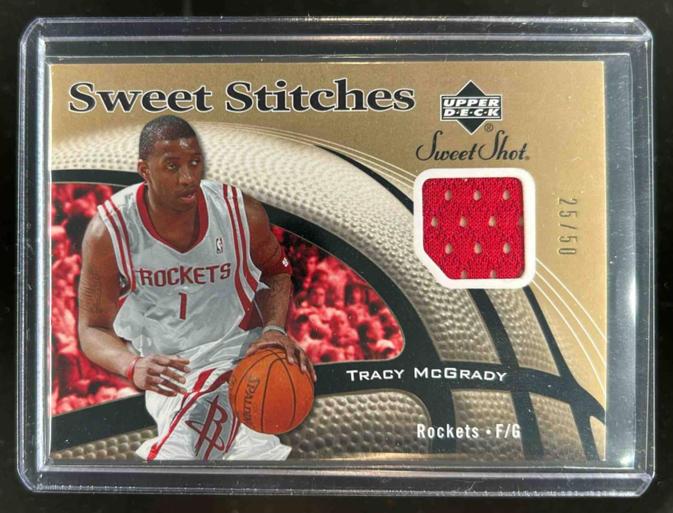 Card image for 2006-07 UPPER DECK SWEET SHOT TRACY MCGRADY STITCHES #SS-TM MEM HOUSTON ROCKETS