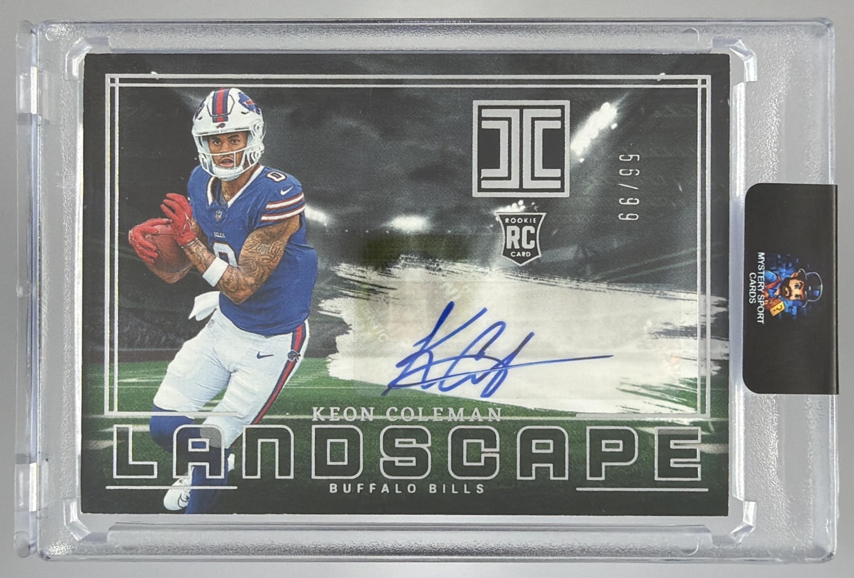 Card image for 2024 Panini Impeccable Keon Coleman Rookie Landscape /99 #RLA-KCN RC Auto Bills