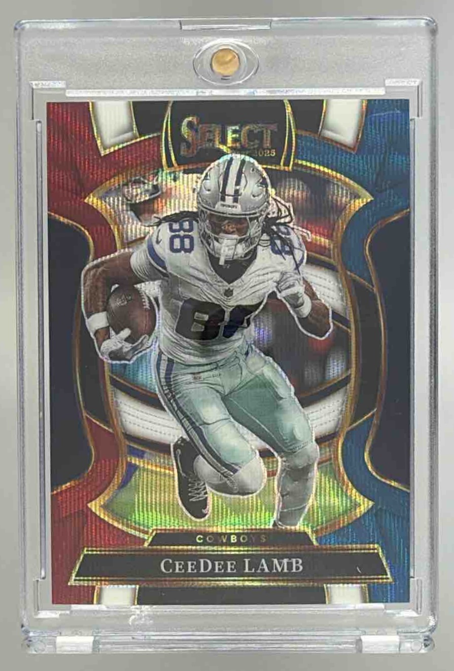 Card image for 2025 Panini Select CeeDee Lamb Concourse Tri-Color Prizm /399 #98 Cowboys