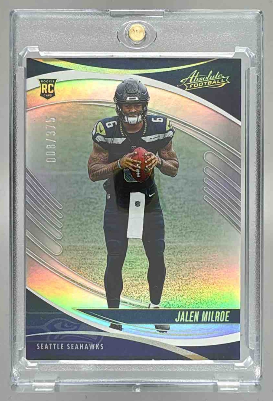 Card image for 2025 Panini Absolute Jalen Milroe Rookies Spectrum /375 #132 RC Seahawks