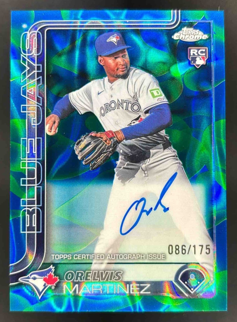 Card image for 2025 Topps Chrome Update Orelvis Martinez Lava Lamp Auto Blue/Green RC /175