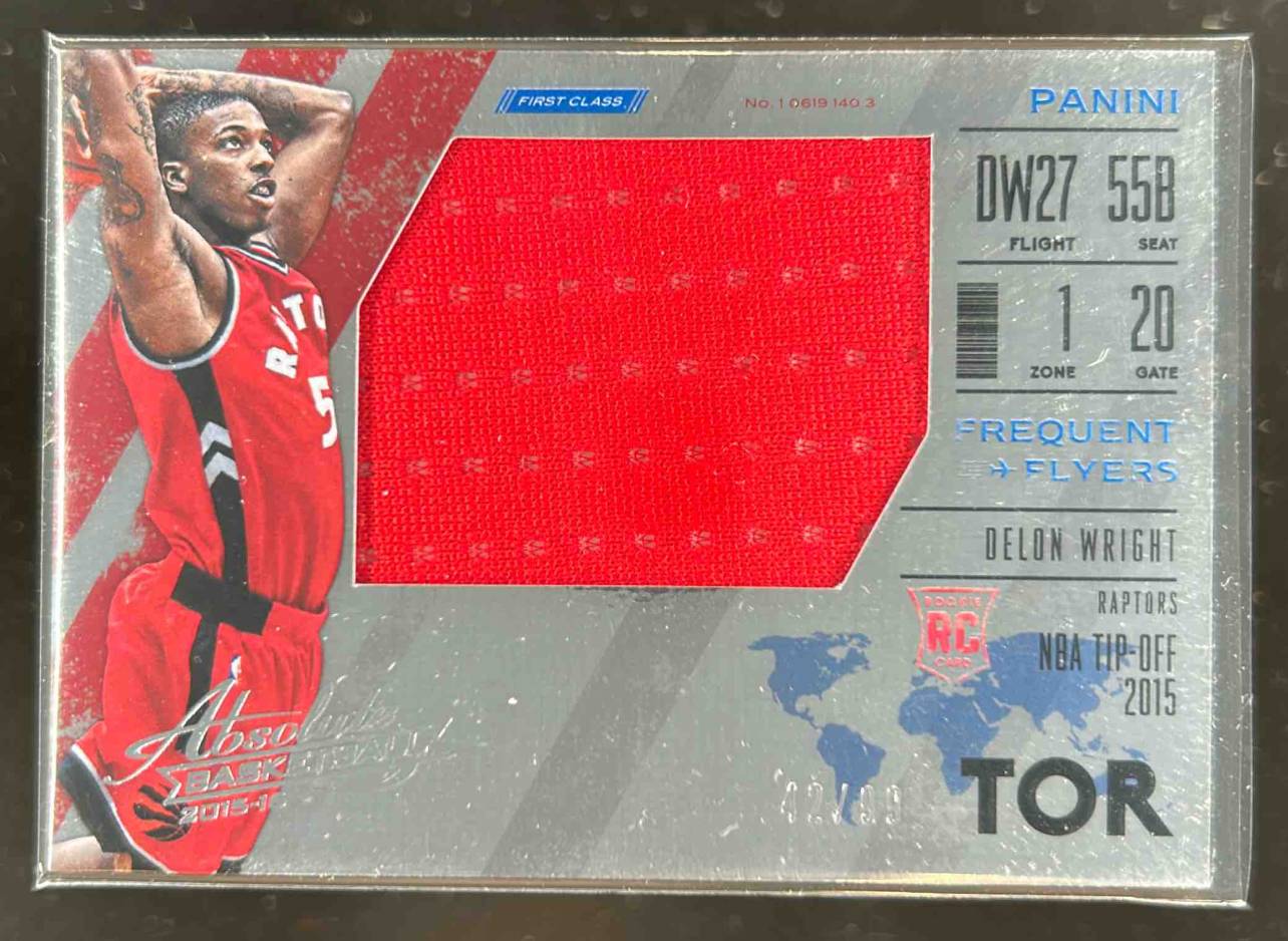 Card image for 2015-16 Panini Absolute Delon Wright Freshman Flyer Jumbo Jerseys /99 #20 RC