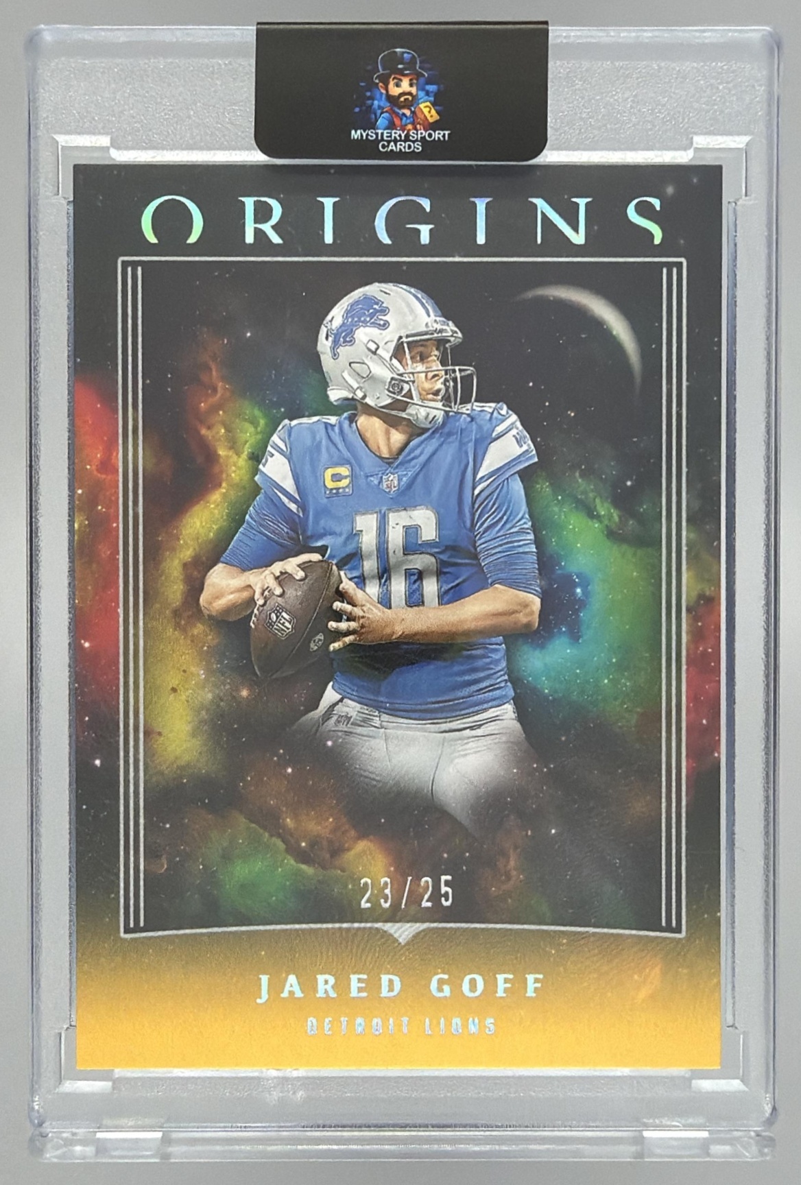 Card image for 2023 Panini Football Origins Jared Goff Gold /25 #31 Detroit Lions