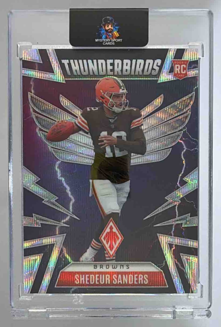 Card image for 2025 Panini Phoenix Shedeur Sanders Thunderbirds Wave Prizm /299 #13 RC Browns