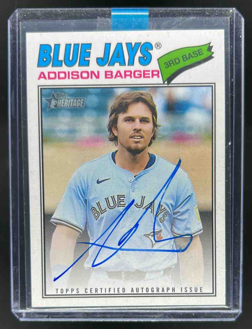 Addison Barger 2026 Topps Baseball Heritage Real One Auto Toronto Blue Jays