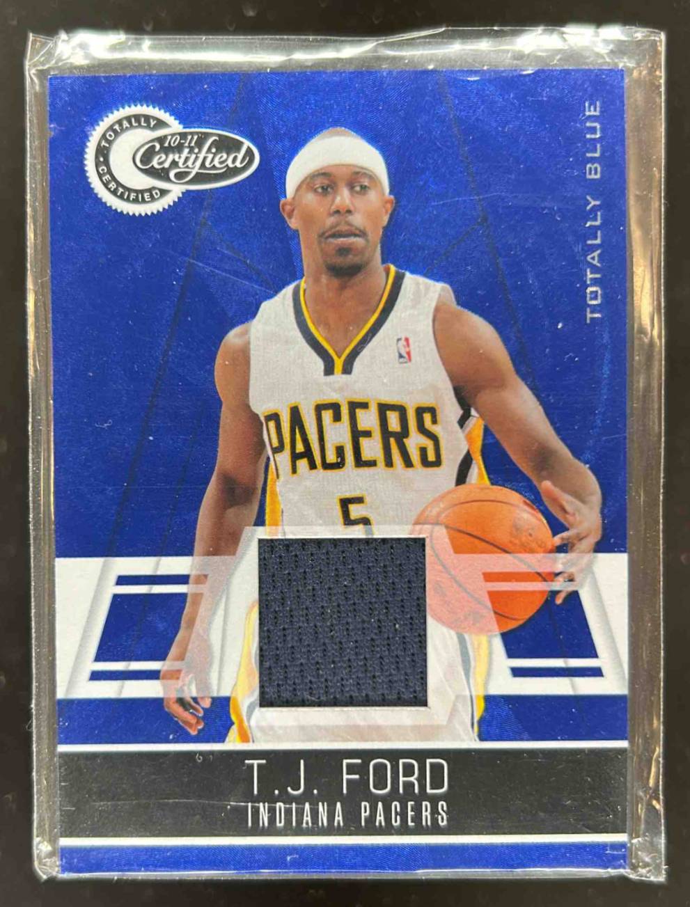Card image for 2010-11 PANINI TOTALLY CERTIFIED T.J. FORD BLUE MATERIALS /99 #99 INDIANA PACERS