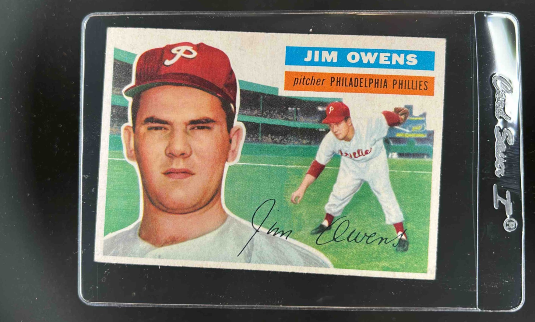 Card image for 1956 TOPPS BASEBALL JIM OWENS #114B PHILADELPHIA PHILLIES