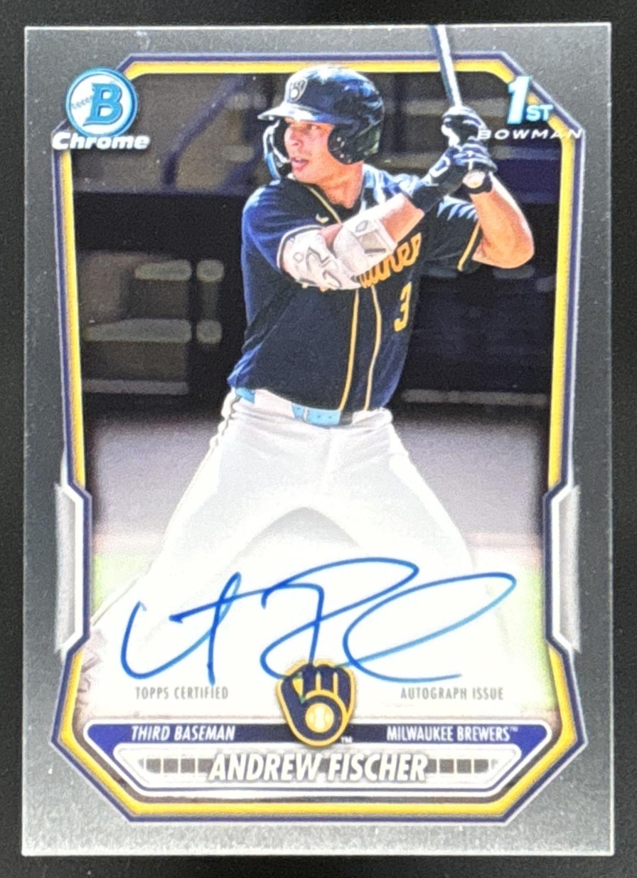 Card image for Andrew Fischer 2026 Bowman Chrome Prospect Auto Milwaukee Brewers