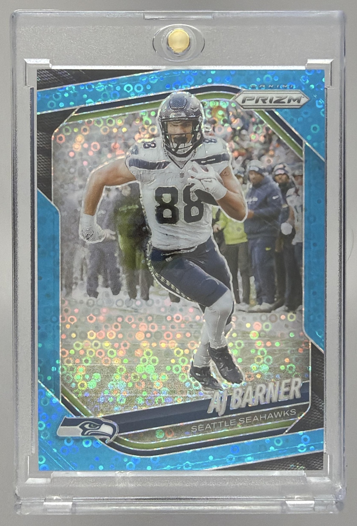 Card image for 2025 Panini Football Prizm AJ Barner Purple /125 #297 Seattle Seahawks