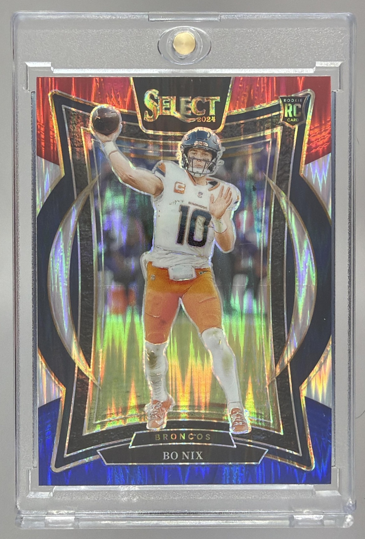 Card image for 2024 Panini Select Bo Nix Concourse Silver Prizm Die-Cut #30 RC Broncos