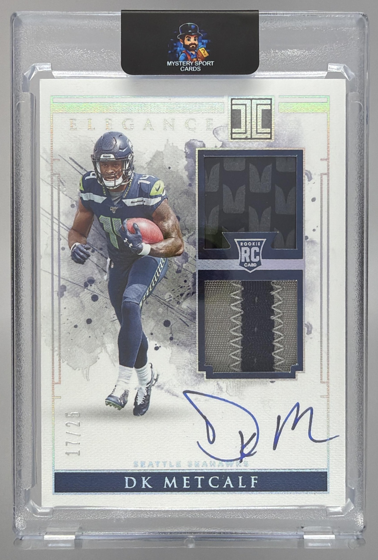Card image for 2019 Panini Immaculate Collection DK Metcalf Gold /25 #113 MEM Auto RC Seahawks