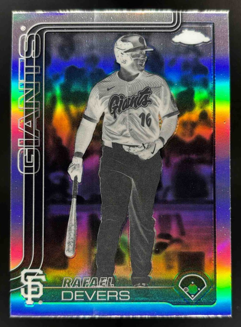 Card image for 2025 Topps Chrome Update Rafael Devers Negative Refractor #USC105 Giants
