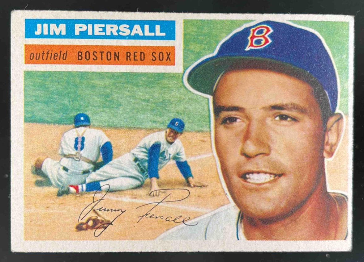Card image for 1956 TOPPS BASEBALL JIM PIERSALL #143B BOSTON RED SOX