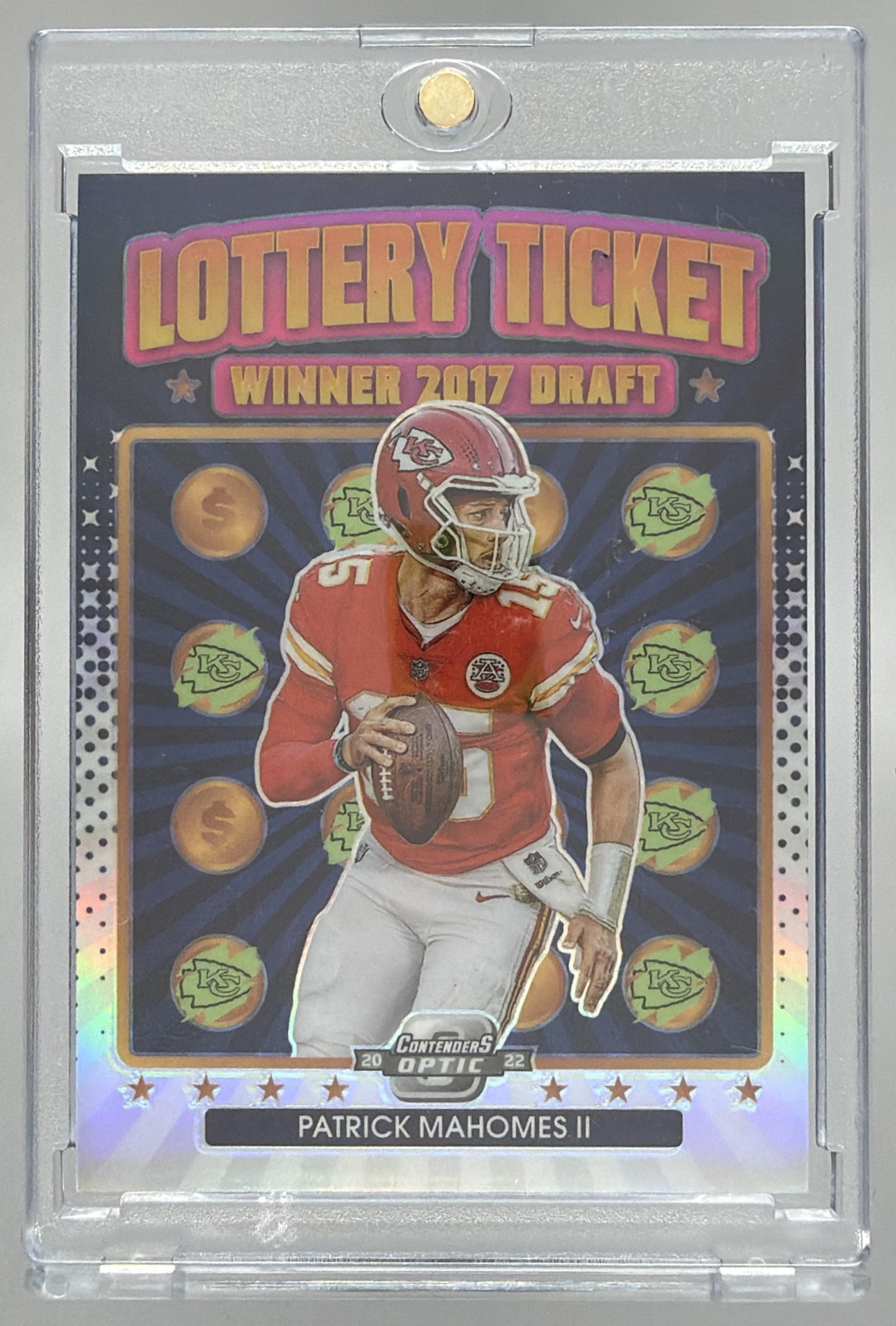 Card image for 2024 Panini Contenders Patrick Mahomes II Winning Ticket #1 Chiefs