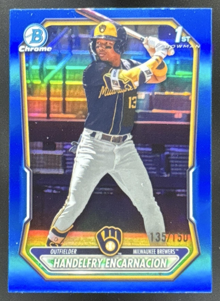 Card image for 2026 Bowman Handelfry Encarnacion Chrome Blue Refractor /150 1st Prospect