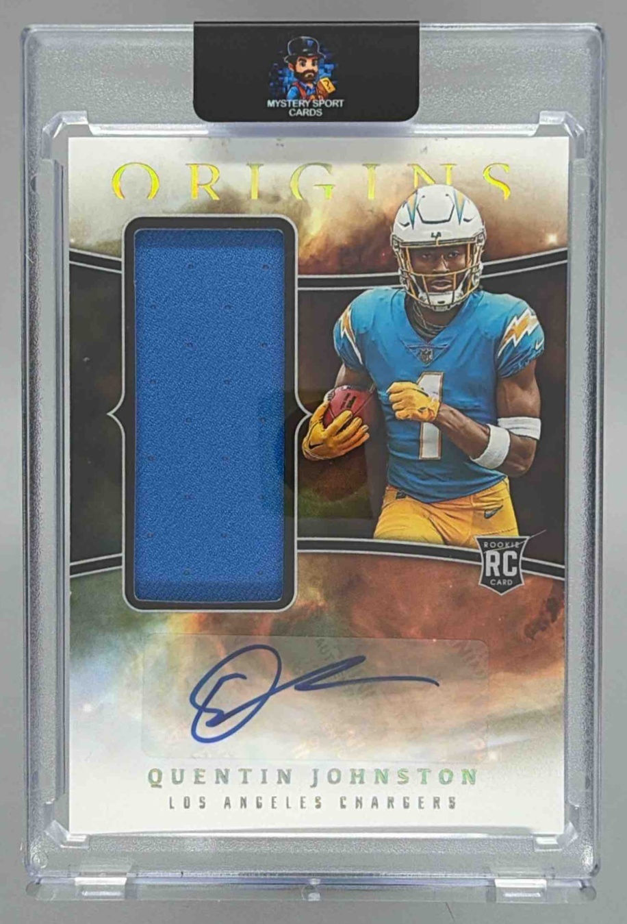 Card image for 2023 Panini Origins Quentin Johnston Rookie Jumbo Jersey Auto #RJJA-QJO RC Chargers