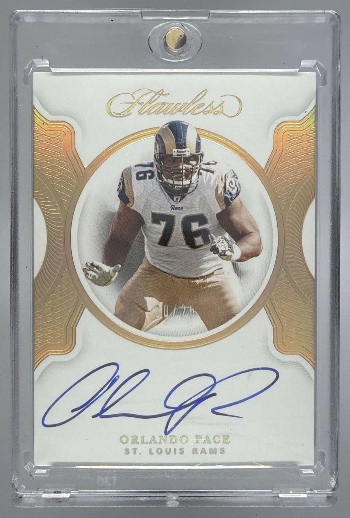 Card image for 2020 Panini Flawless Orlando Pace 2019 Football Hall of Fame Auto /25 #HOF-OP Rams
