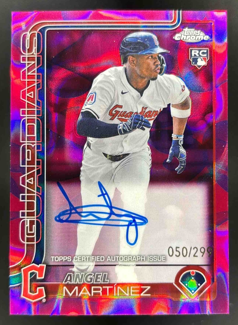 Card image for 2025 Topps Chrome Update Angel Martinez Lava Lamp Auto Magenta/Purple /299 RC
