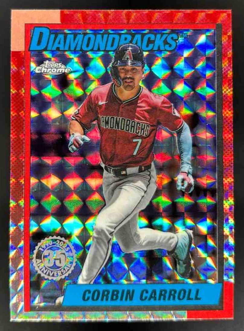 Card image for 2025 Topps Chrome Update Corbin Carroll 1990 Geometric Refractor