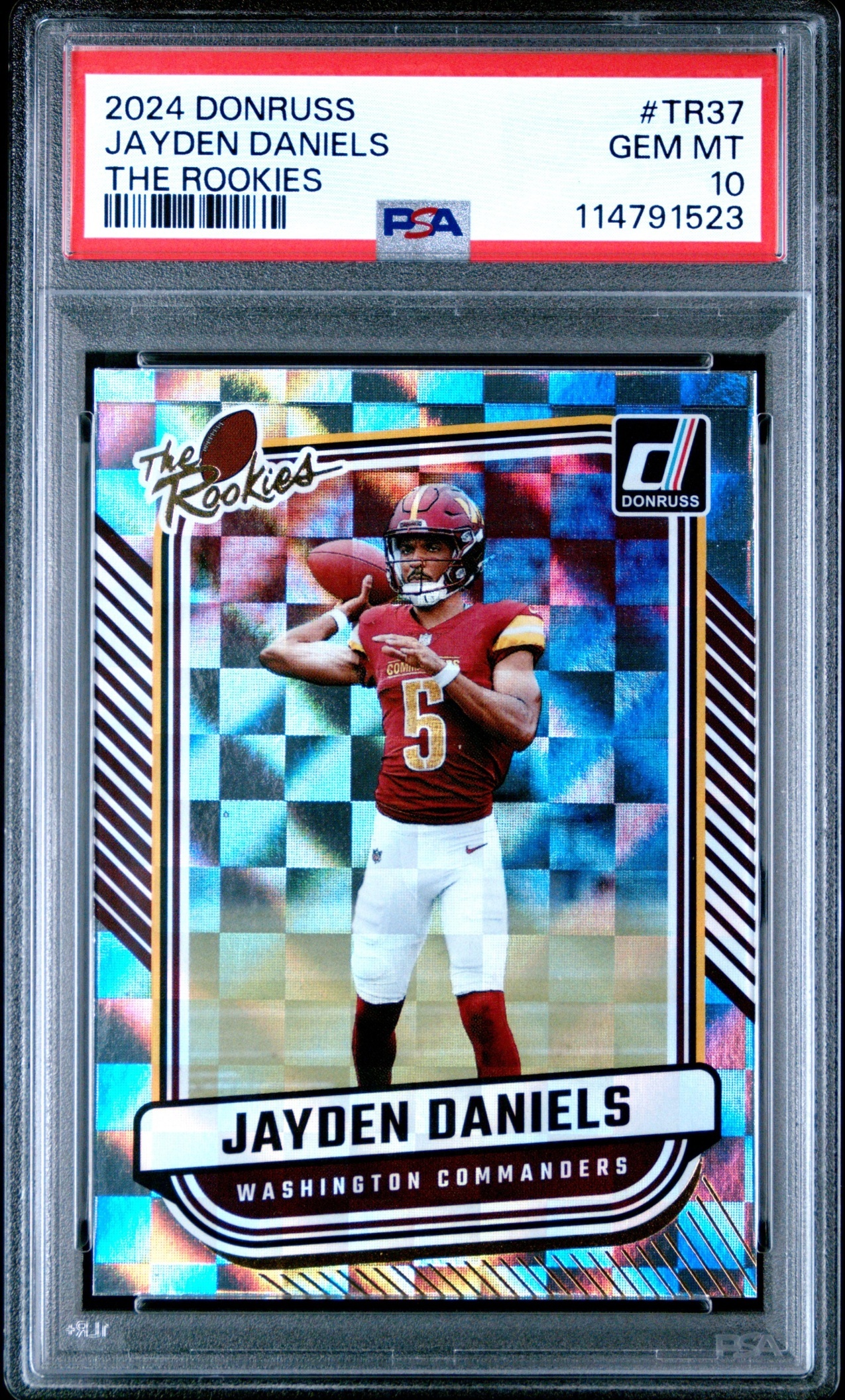 Card image for 2024 Panini Donruss Jayden Daniels The Rookies #TR-37 RC Commanders