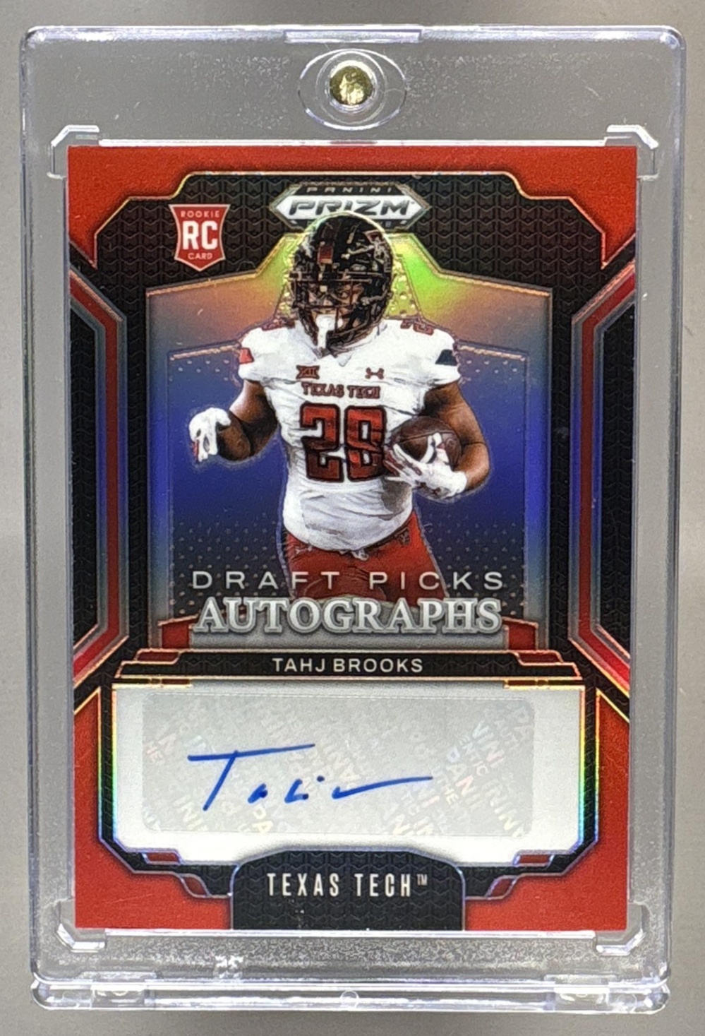 2025 PANINI PRIZM DRAFT PICKS TAHJ BROOKS #DPA-TBS AUTO RED 388/399 RAIDERS RC