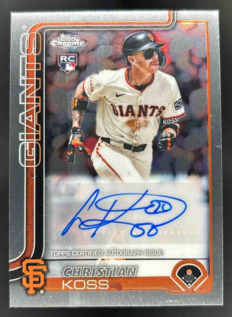 Card image for 2025 Topps Chrome Update Christian Koss Auto #AC-CK RC Giants