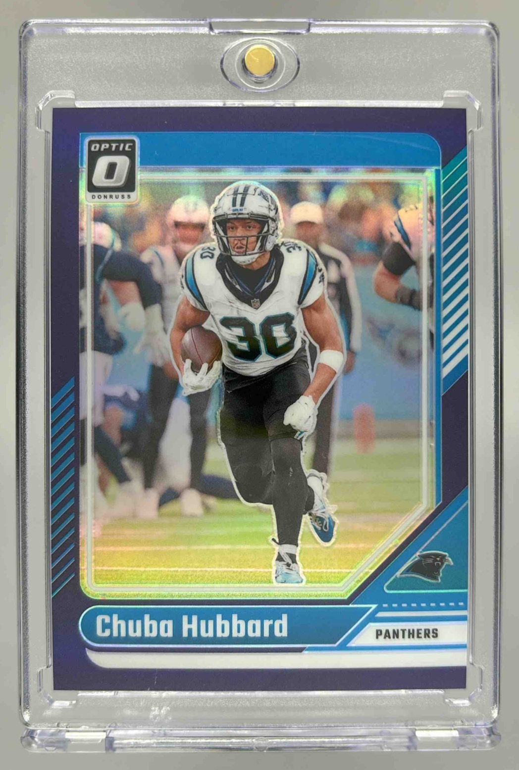 Card image for 2024 Panini Donruss Optic Chuba Hubbard Purple /60 #28 Panthers