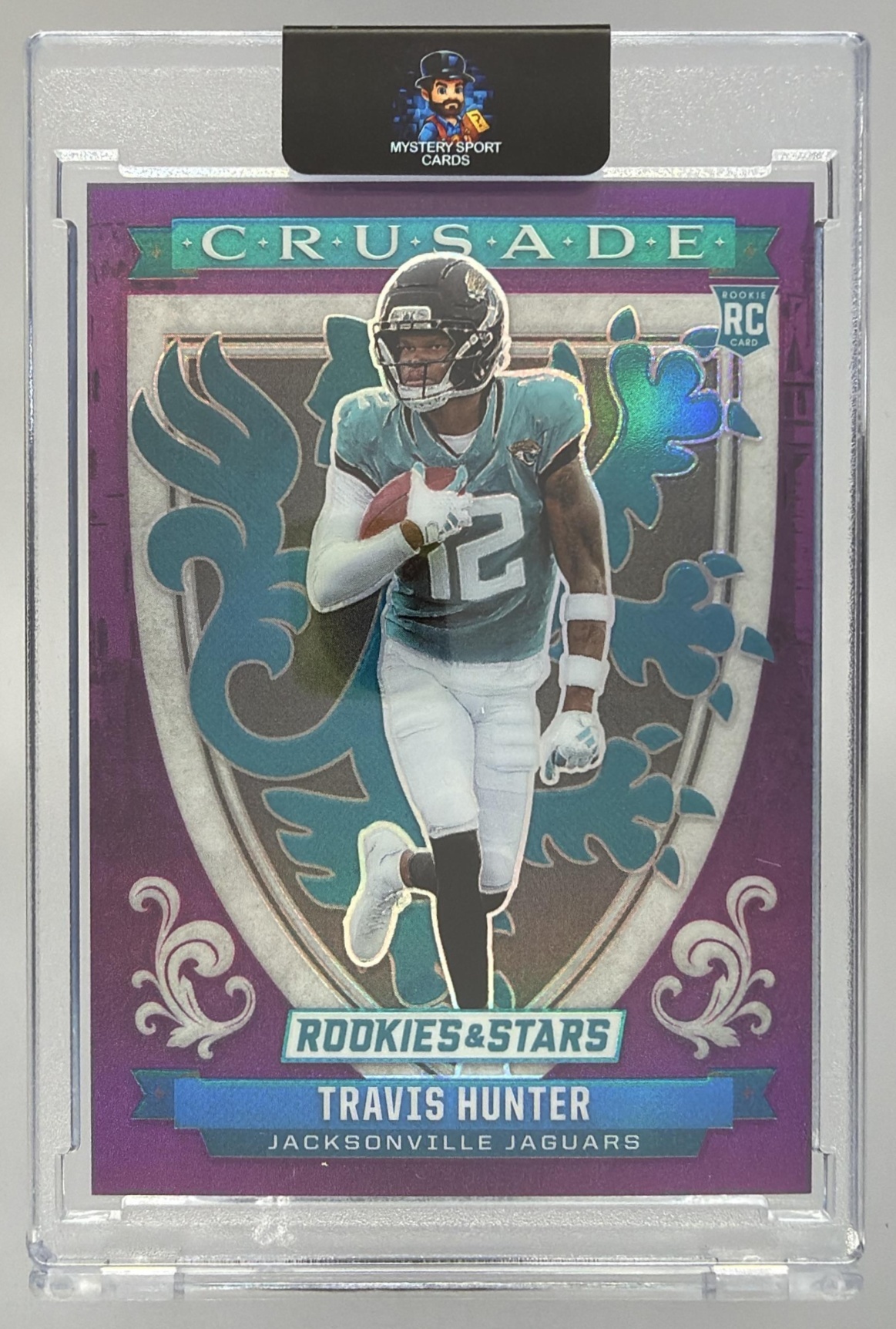Card image for 2025 Panini Rookies & Stars Travis Hunter Crusade Purple /35 #3 RC Jaguars