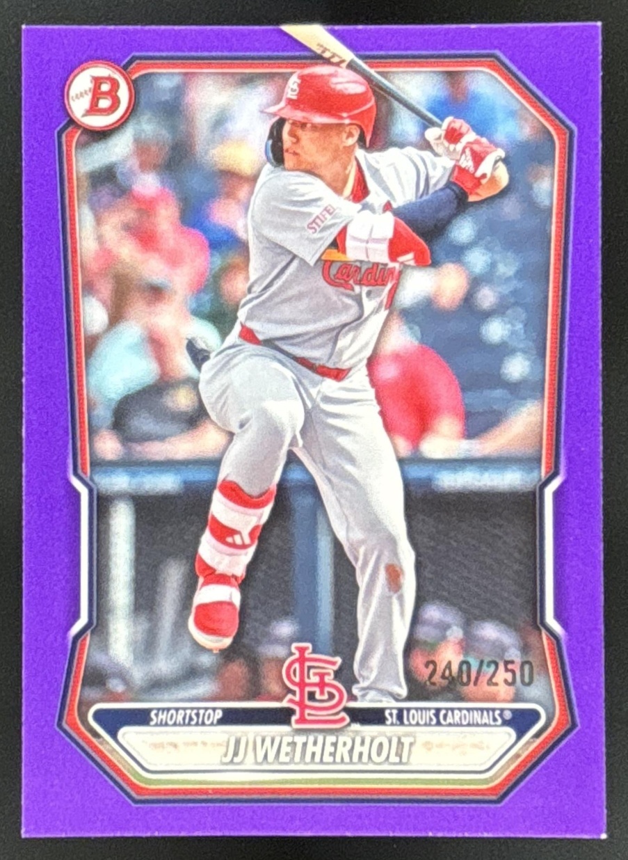 Card image for JJ Wetherholt 2026 Bowman Purple Border /250 Prospects St. Louis Cardinals