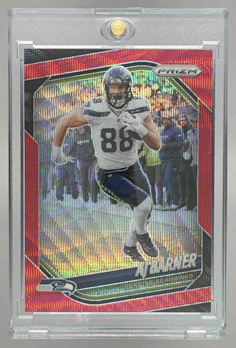 Card image for 2025 Panini Football Prizm AJ Barner Purple /125 #297 Seattle Seahawks