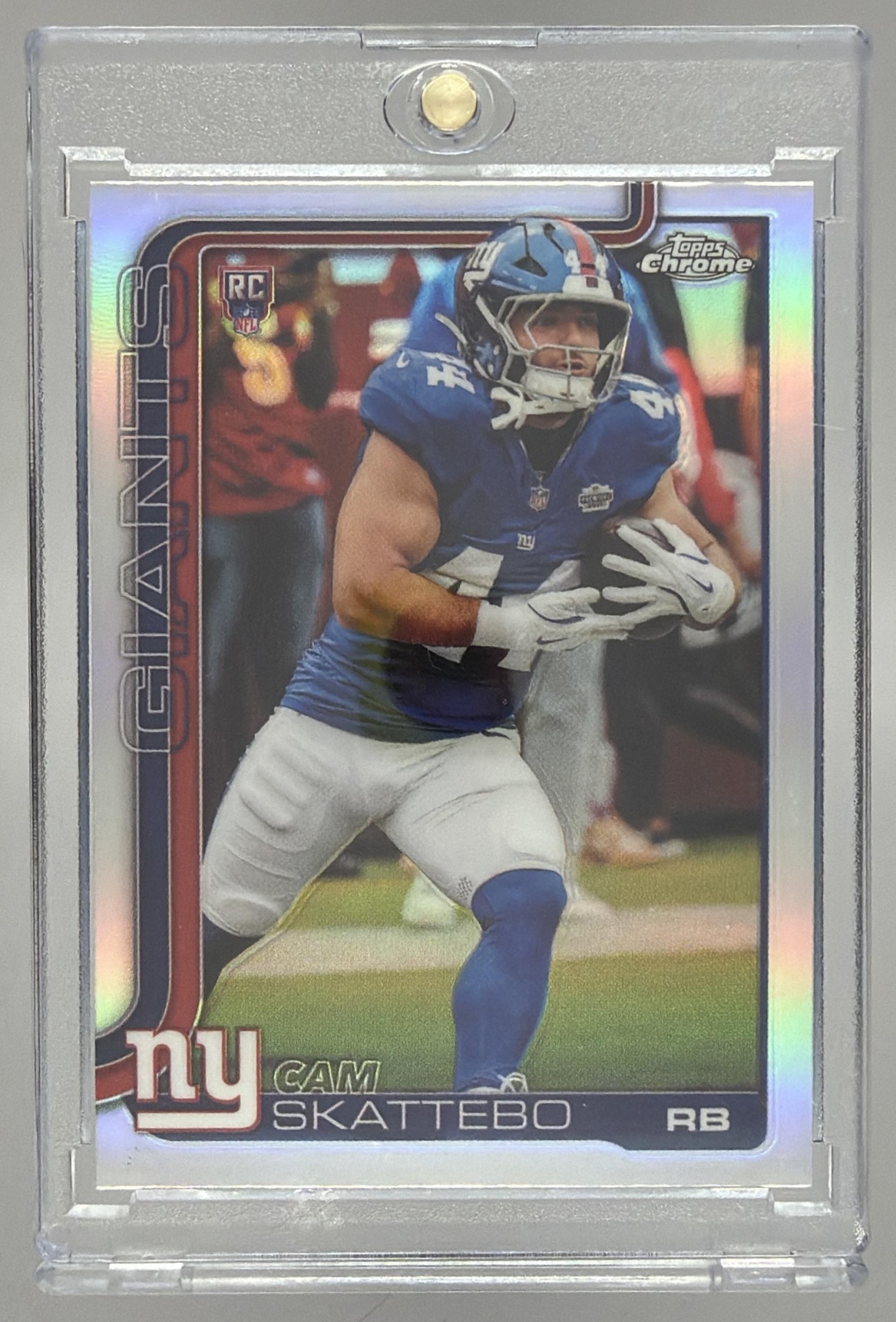 Card image for 2025 Topps Football Chrome Cam Skattebo Rookie Refractor #331 RC New York Giants