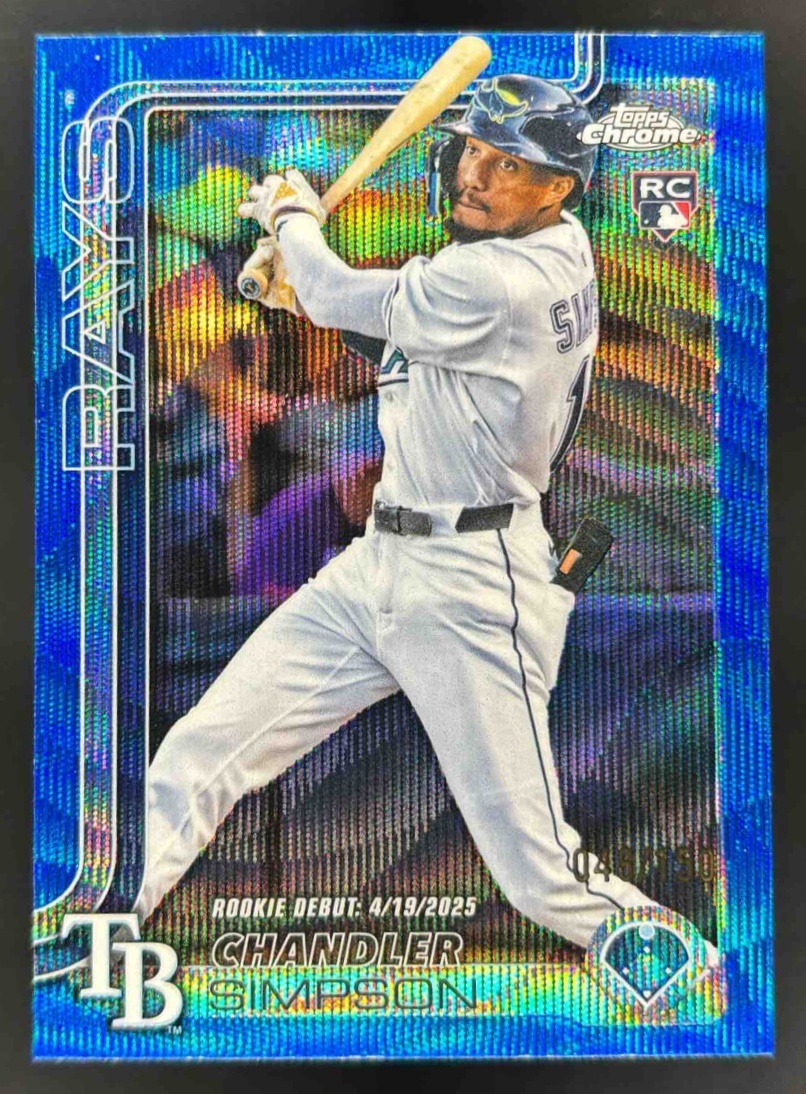 Card image for 2025 Topps Chrome Update Chandler Simpson Blue Wave Refractor /150 RC