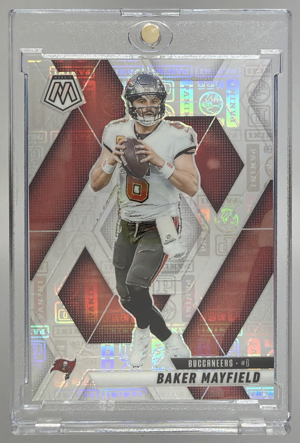 Card image for 2025 Panini Mosaic Baker Mayfield Silver Knight Prizm /149 #82 Buccaneers