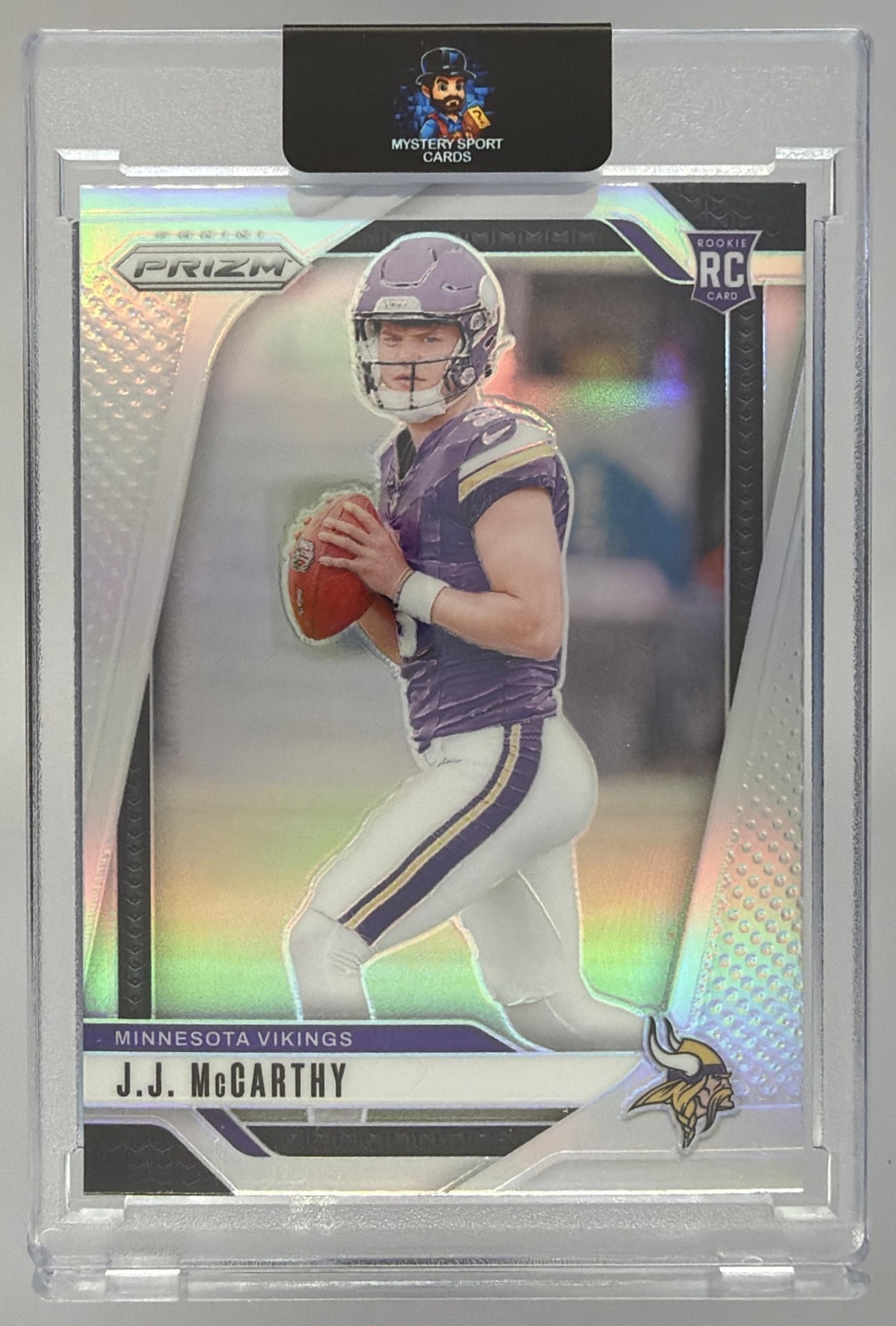 Card image for 2024 Panini Football Prizm J.J. McCarthy Silver #400 RC Minnesota Vikings