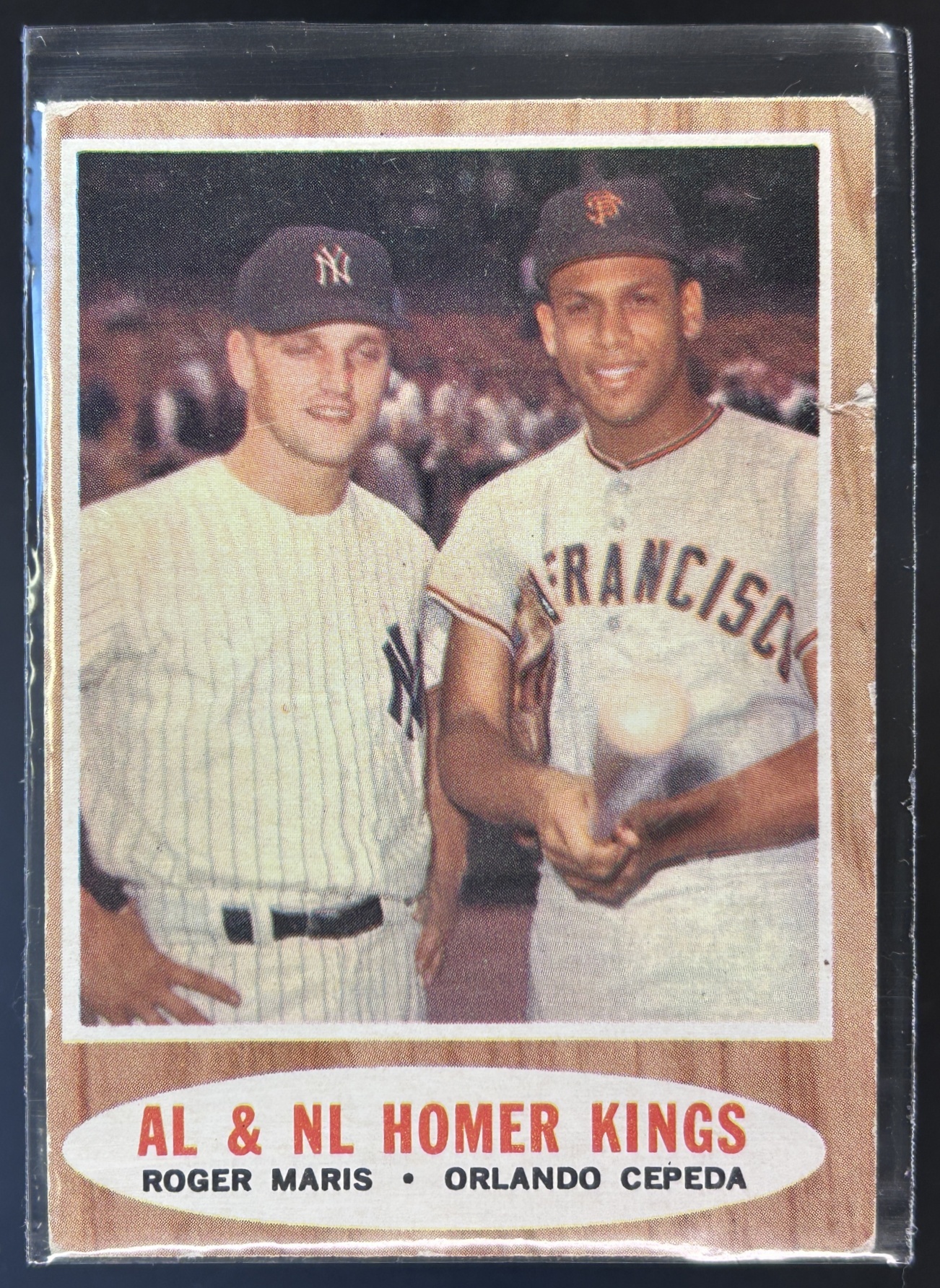 Card image for 1962 TOPPS ROGER MARIS ORLANDO CEPEDA AL NL HOME RUN KINGS #401 MID GRADE