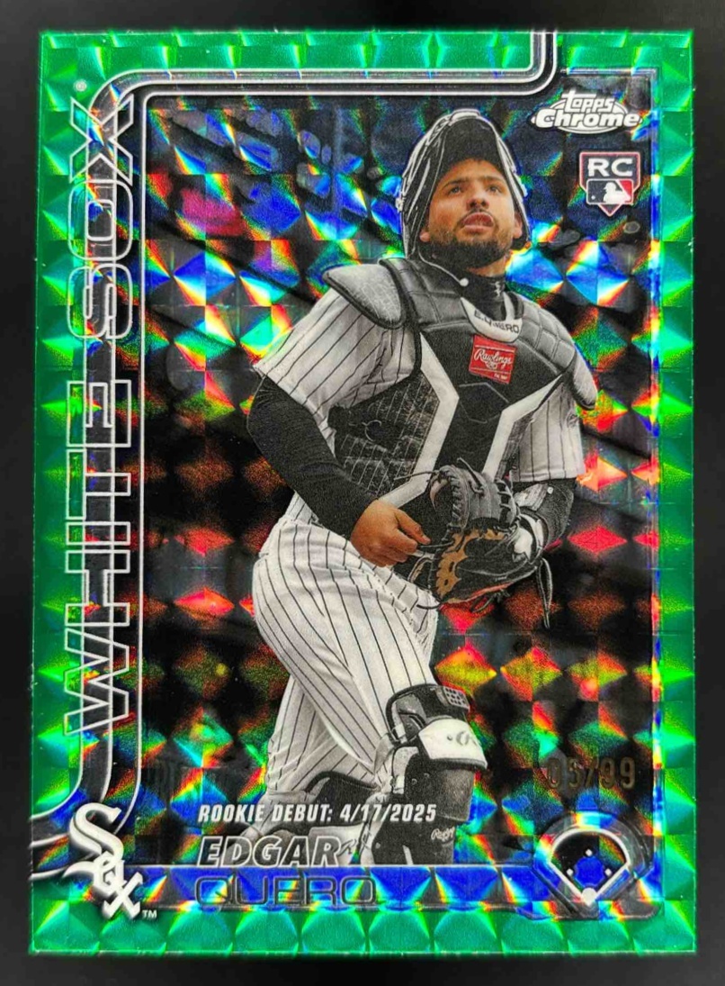 Card image for 2025 Topps Chrome Update Edgar Quero Green Geometric Refractor /99 RC