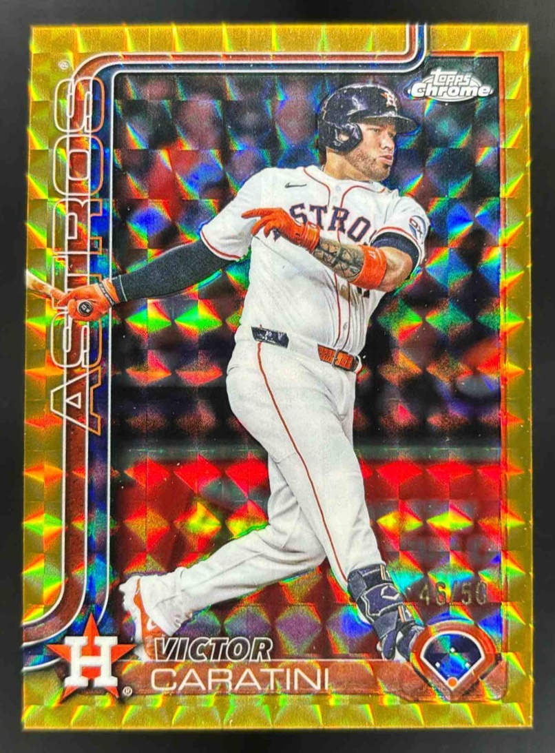 Card image for 2025 Topps Chrome Update Victor Caratini Gold Geometric Refractor /50