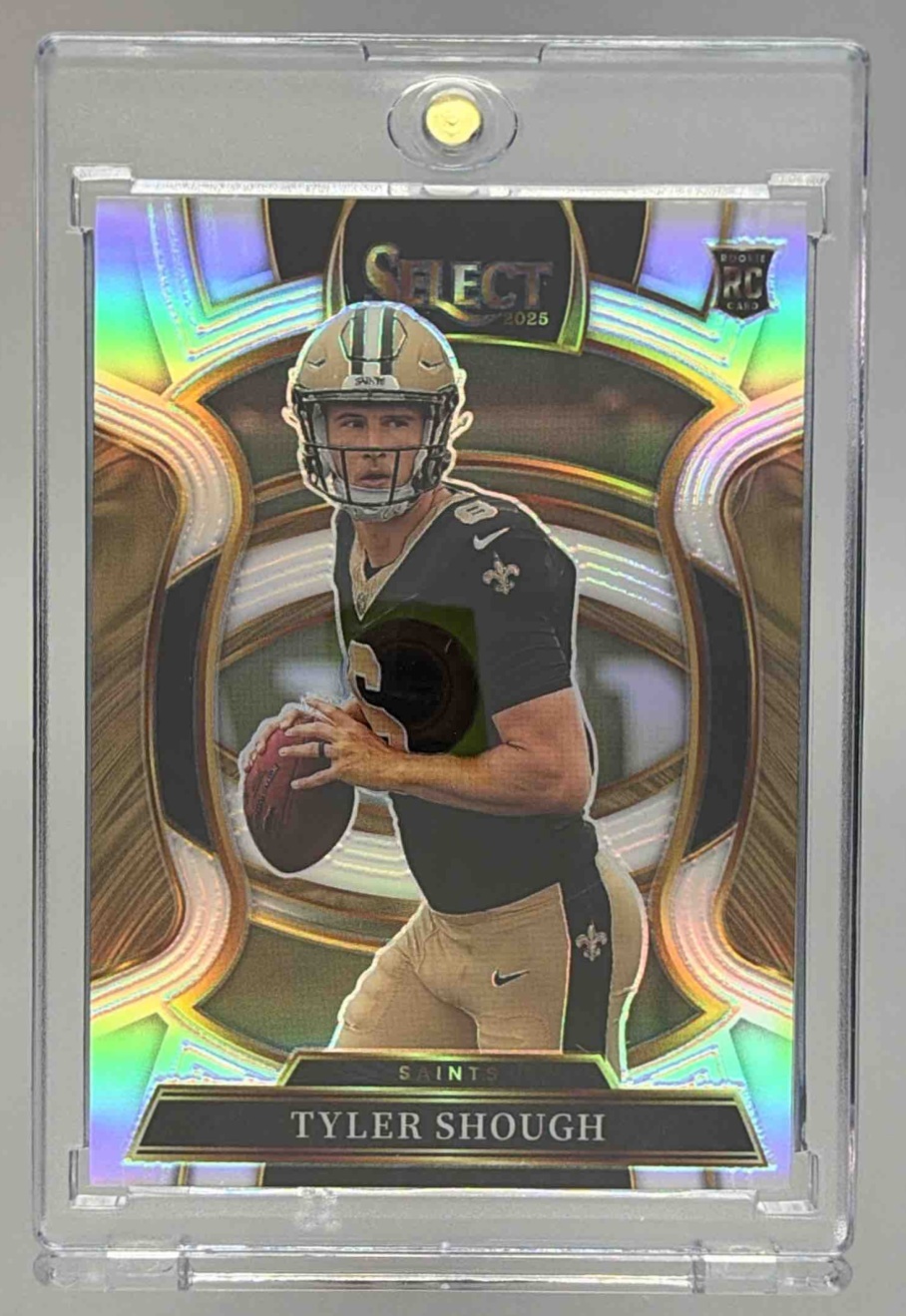 Card image for 2025 Panini Select Tyler Shough Concourse Silver Prizm #41 RC Saints