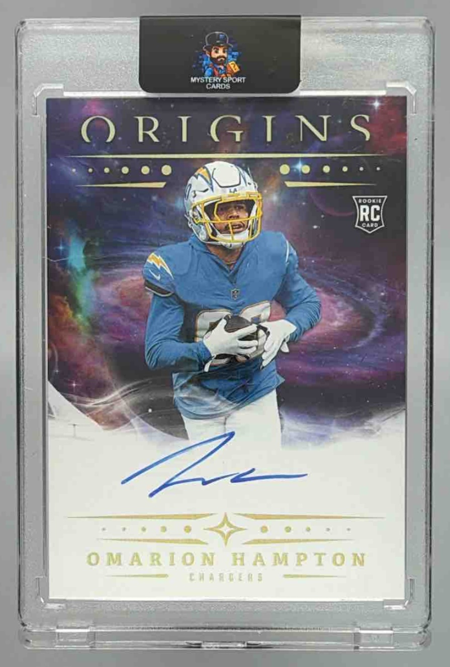 Card image for 2025 Panini Origins Omarion Hampton Rookie Auto #RA-OHA RC Chargers