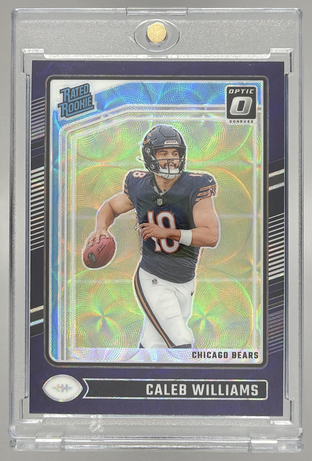 Card image for 2024 Panini Donruss Optic Caleb Williams Purple Scope #201 Rated Rookie Bears